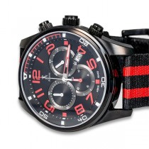Allurez Carbon Fiber Dial Leather & Canvas Sports Chronograph Watch
