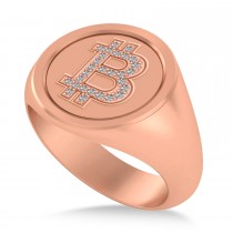Diamond Cryptocurrency Bitcoin Men's Ring 18k Rose Gold (0.14ct)