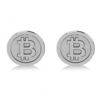 Cryptocurrency Bitcoin Cuff Link 18k White Gold