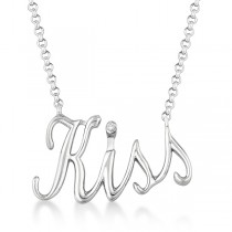 Sterling Silver "Kiss" Diamond Pendant Necklace (0.01ct)