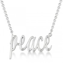 Sterling Silver "Peace" Diamond Pendant Necklace (0.01ct)