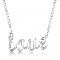 Sterling Silver "Love" Diamond Pendant Necklace (0.01ct)