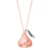 Hershey's Kiss Extra Large Flat Back Pendant Necklace 14k Rose Gold