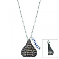 Hershey's Kiss Brown Diamond Flat Pendant 14k White Gold (1.15ct)