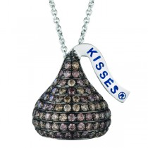 Hershey's Kiss Brown Diamond Flat Pendant 14k White Gold (1.15ct)