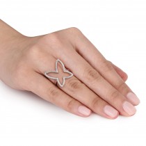 Diamond Butterfly Fashion Ring 14k White Gold (0.30ct)