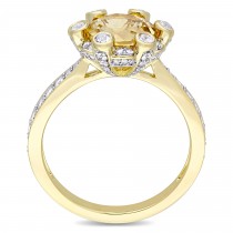 Citrine and White Sapphire with Diamond Halo Ring 14k Yellow Gold (2.50ct)