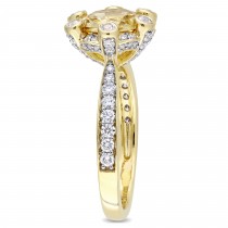 Citrine and White Sapphire with Diamond Halo Ring 14k Yellow Gold (2.50ct)