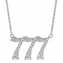 Diamond Lucky Number 777 Pendant Necklace 14K White Gold (0.28ct)
