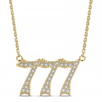Diamond Lucky Number 777 Pendant Necklace 14K Yellow Gold (0.28ct)