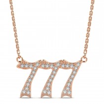 Diamond Lucky Number 777 Pendant Necklace 14K Rose Gold (0.28ct)