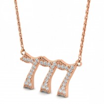 Diamond Lucky Number 777 Pendant Necklace 14K Rose Gold (0.28ct)