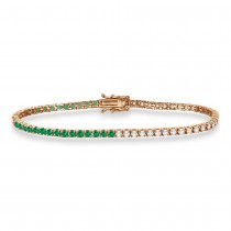 Diamond & Emerald Eternity Tennis Bracelet 14K Rose Gold (3.66ct)