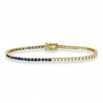 Lab Grown Diamond & Blue Sapphire Eternity Tennis Bracelet 14K Yellow Gold (4.29ct)
