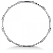 Stackable Diamond Vine Leaf Bangle Bracelet 14k White Gold (0.72ct)