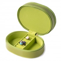 Leather Two Level Jewelry Case w/ Mirror & Zipper Closures