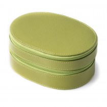 Leather Two Level Jewelry Case w/ Mirror & Zipper Closures