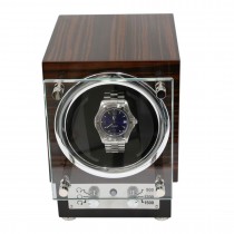 Ebony Burlwood Watch Winder w/ Glass Door & Selectable Rotation