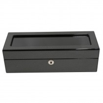 Carbon Fiber Steel Gray 5 Watch Case w/ See-thru Glass Top