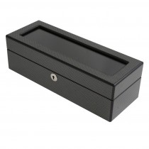 Carbon Fiber Steel Gray 5 Watch Case w/ See-thru Glass Top