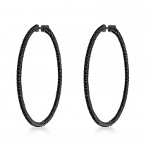 Unique X-Large Black Diamond Hoop Earrings in 14k Black Gold (3.00ct)