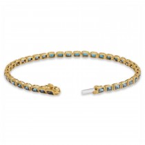 Emerald Cut Sky Blue Topaz Tennis Bracelet 14K Yellow Gold (8.58ct)