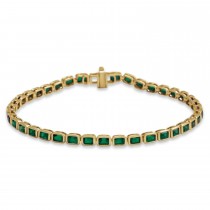 Emerald Cut Tzavorite Garnet Tennis Bracelet 14K Yellow Gold (8.58ct)