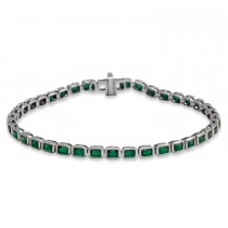 Emerald Cut Tzavorite Garnet Tennis Bracelet 14K White Gold (8.58ct)