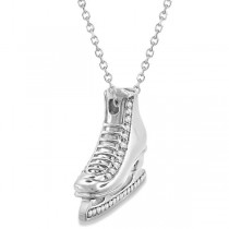 Ice Skate Necklace Pendant Diamond Accented 14k White Gold (0.26ct)