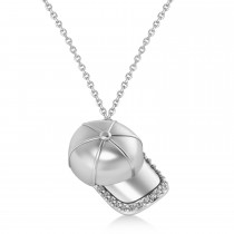 Diamond Baseball Cap Men's Pendant Necklace 14K White Gold (0.17 ct)
