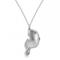 Diamond Baseball Cap Men's Pendant Necklace 14K White Gold (0.17 ct)