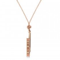 Diamond Violin Music Pendant Necklace 14K Rose Gold (0.16ct)