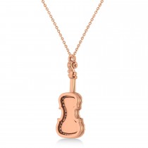 Diamond Violin Music Pendant Necklace 14K Rose Gold (0.16ct)