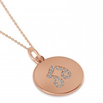 Diamond Musical Beam Note Disc Pendant Necklace 14K Rose Gold (0.10ct)