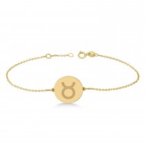 Taurus Disk Zodiac Bracelet 14k Yellow Gold