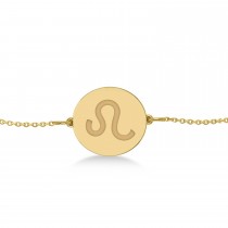 Leo Disk Zodiac Bracelet 14k Yellow Gold