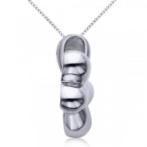 Dog Bone Pendant Necklace in Plain Metal 14k White Gold