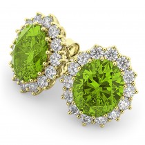 Oval Peridot & Diamond Accented Earrings 14k Yellow Gold (10.80ctw)