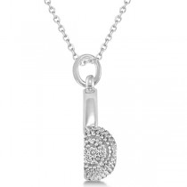 Earmuffs Pendant Necklace Plain Metal 14k White Gold