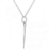Italian Horn Drop Pendant Plain Metal 14k White Gold (0.22ct)