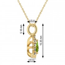 Diamond & Peridot Trillion Cut Pendant Necklace 14k Yellow Gold (1.53ct)