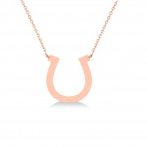 Plain Metal Horseshoe Pendant Necklace 14k Rose Gold