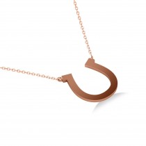 Plain Metal Horseshoe Pendant Necklace 14k Rose Gold