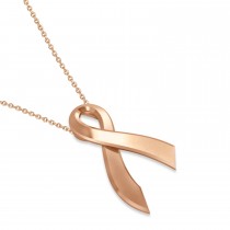 Awareness Ribbon Pendant Necklace Plain Metal 14k White Gold