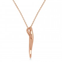Awareness Ribbon Pendant Necklace Plain Metal 14k White Gold