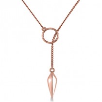 Circle & Free Form Lariat Pendant Necklace in 14k Rose Gold