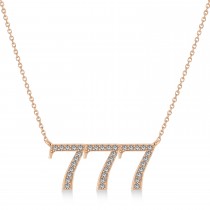 Diamond 777 Angel Number Pendant Necklace 14K Rose Gold (0.36ct)