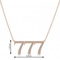 Diamond 777 Angel Number Pendant Necklace 14K Rose Gold (0.36ct)