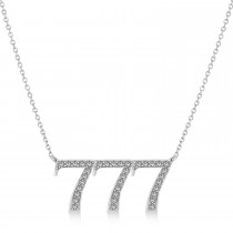 Diamond 777 Angel Number Pendant  Necklace 14K White Gold (0.36ct)