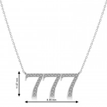 Diamond 777 Angel Number Pendant  Necklace 14K White Gold (0.36ct)